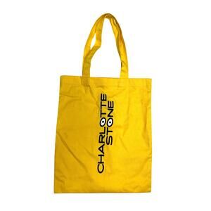 Charlotte Stone Yellow Cotton Shopping Tote Bag Googly Eyes Whimsy Kidcore